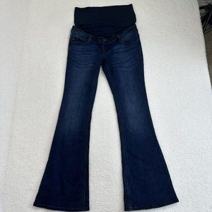 KanCan Maternity Women's Flare Stretch Denim Jeans Size 29 Blue Dark Wash